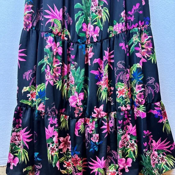 INC International Concepts Floral Tiered Maxi Dress Womens Small Resort Beach - Picture 5 of 14